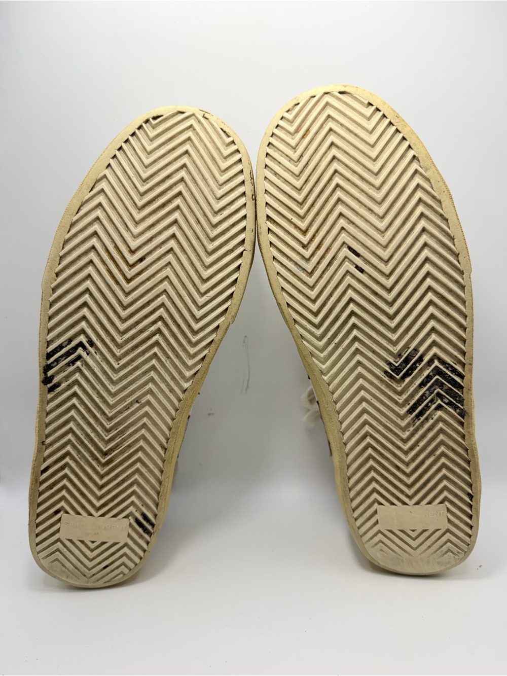Saint Laurent White Leather Sneakers with Bronze Star Accents - Picture 10 of 13